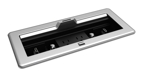 Crestron FT2-1200-ELEC-PTL-AL – FlipTop FT2 1200 Cable Management, Electrical, Pass-Through Lid, Alloy Cable Management Crestron