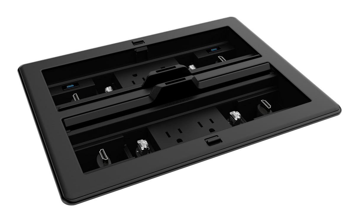 Crestron FT2-1400-ELEC-PTL-B – FlipTop FT2 Cable Management System, 1400 Size, Electrical, Pass-Through Lid, Black Crestron