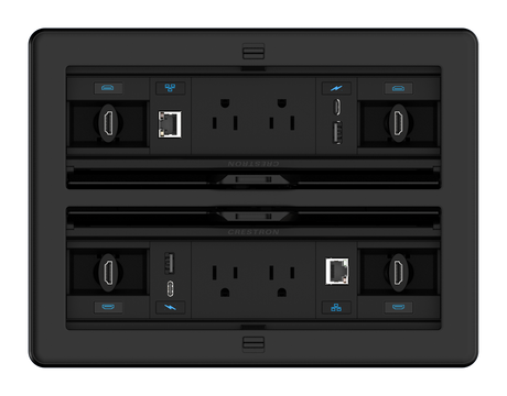 Crestron FT2-1400-ELEC-PTL-B – FlipTop FT2 Cable Management System, 1400 Size, Electrical, Pass-Through Lid, Black Collaboration Furniture Crestron