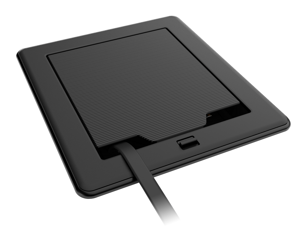 Crestron FT2-500-ELEC-PTL-B – FlipTop FT2 500 Series Table Box, Electrical, Pass-Through Lid, Black Cable Management Crestron