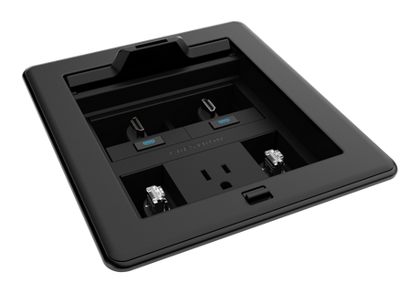 Crestron FT2-500-ELEC-PTL-B – FlipTop FT2 500 Series Table Box, Electrical, Pass-Through Lid, Black Cable Management Crestron