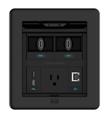 Crestron FT2-500-ELEC-PTL-B – FlipTop FT2 500 Series Table Box, Electrical, Pass-Through Lid, Black Cable Management Crestron