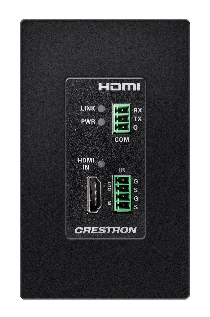 Crestron 4K 2x1 DM® Essentials Scaling Auto-Switcher and Wall Plate Extender over CATx Cable (Black) - DM-EXT-1021-1G-B KIT