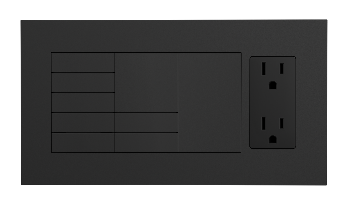 Crestron HZ2-FP-G4-D1-B – Horizon 2 Faceplate, 4-Gang, 1-Decorator, Black Lighting Controls Crestron