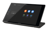 Crestron TS-1080-UC-B tabletop touch screen showing Zoom Rooms interface