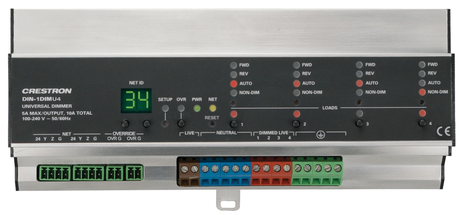 Crestron DIN-1DIMU4 – 4-Channel Universal Dimmer, 1 Feed, DIN Rail Mount Remote Control Panels Crestron