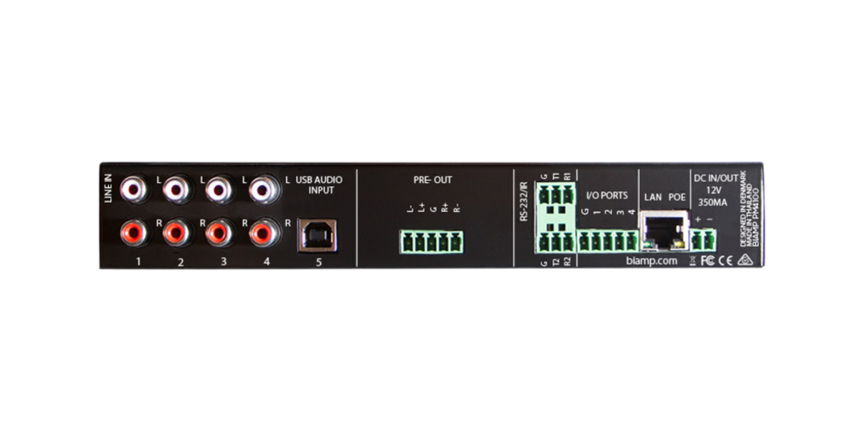 Biamp Commercial PM4100 Half-rack stereo pre-amplifier/mixer with 4 inputs - 911.1888.900 Audio Mixers Biamp