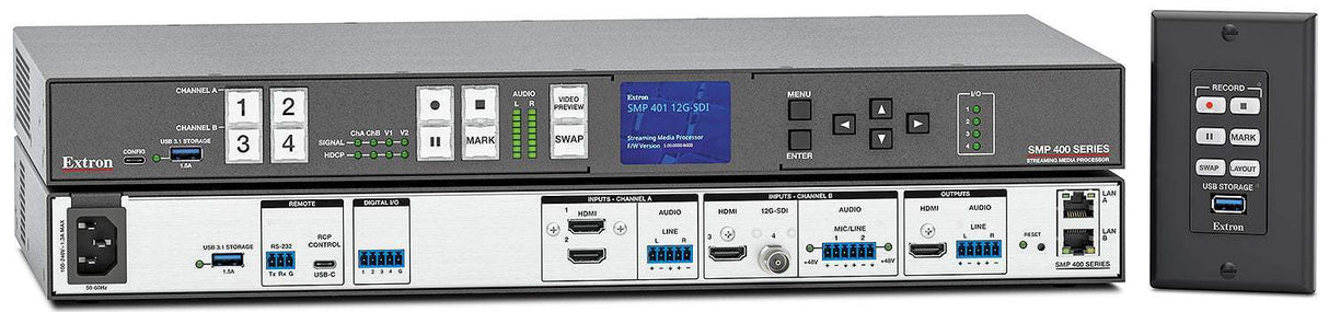 Extron SMP 401 Multi-Channel 4K Recording and Streaming Media Processor