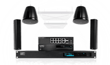 QSC Extra large room: Extra large room: directional audio with pendant speakers & Sennheiser TeamConnect Ceiling 2 - Creation Networks