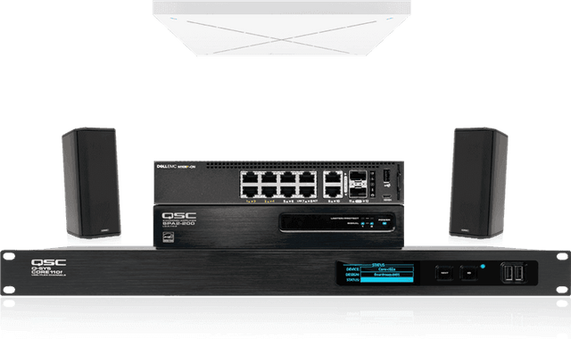 QSC Medium meeting room directional audio with Sennheiser TeamConnect Ceiling 2 - Creation Networks