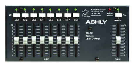 ASHLY RW-8C Fader Remote, hardwires to Ashly remote-data-port, 8-Chan + Master (wall-mount) Room Control Ashly