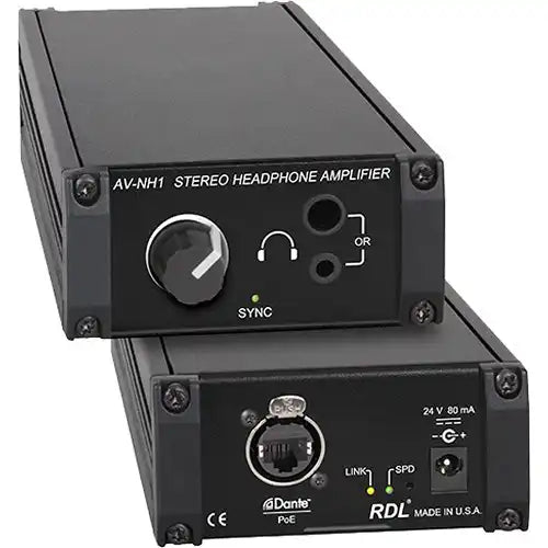 RDL AV-NH1 Dante Network to Stereo Headphone Amplifier Audio Components RDL