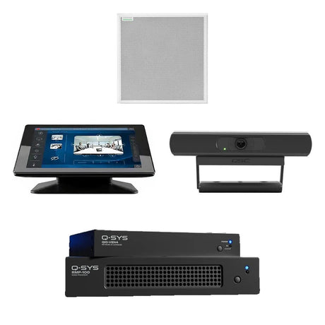 QSC Q-SYS RoomSuite Modular System Medium Room Bundle with Shure MXA902 Integrated Ceiling Array Video Conferencing Systems QSC