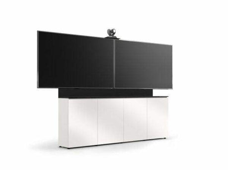Salamander Signature Teams Rooms Low Profile (12"Deep) 4 Bay Dry Wall Anchored Cabinet for Jupiter 81-105" Black Oak Doors & End Panels, Black Top - X1/JCS/347/M1H3/BO/BK - Creation Networks