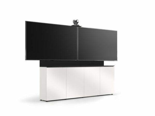 Salamander Signature Teams Rooms Low Profile (12"Deep) 4 Bay Dry Wall Anchored Cabinet for Jupiter 81-105" Black Oak Doors & End Panels, Black Top - X1/JCS/347/M1H3/BO/BK - Creation Networks