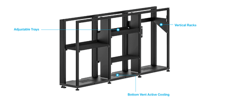 Salamander Signature Teams Rooms Low Profile (21.25"Deep) 6 Bay Free Standing Cabinet for Jupiter 81-105" Black Oak Doors & End Panels, Black Top - X2/JCS/367/M1H3/BO/BK - Creation Networks
