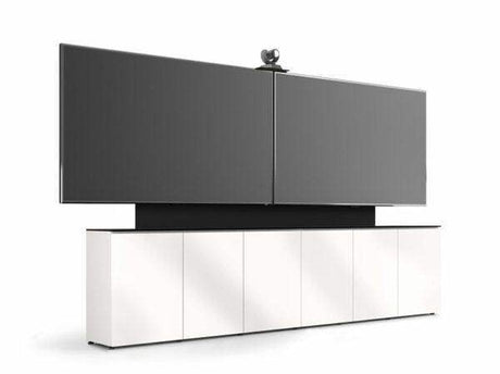 Salamander Signature Teams Rooms Low Profile (21.25"Deep) 6 Bay Free Standing Cabinet for Jupiter 81-105" Black Oak Doors & End Panels, Black Top - X2/JCS/367/M1H3/BO/BK - Creation Networks
