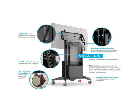 Salamander X-Large Electric Lift Mobile Display Stand, White - Creation Networks