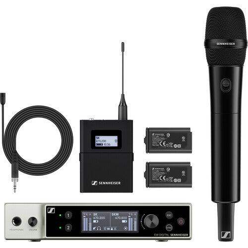 Sennheiser EW-DX MKE 2-835-S SET Dual-Channel Digital Combo Wireless System with Omni Lavalier and Handheld Mic - Creation Networks