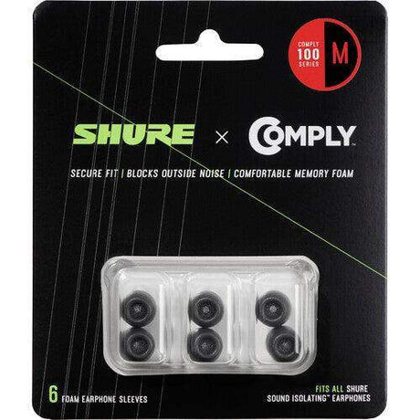 Shure EACYF1-6M 100 Series Comply Foam Sleeves for Shure Earphones -Medium, 3 Pair (Priced Seperately, Must be purchased in quantities of 4) - Creation Networks