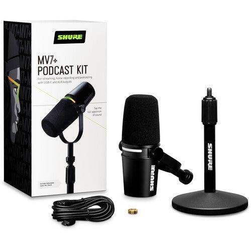 Shure MV7+-K-BNDL Podcast XLR/USB Microphone Bundle with Gator Desktop Stand (Black) - Creation Networks