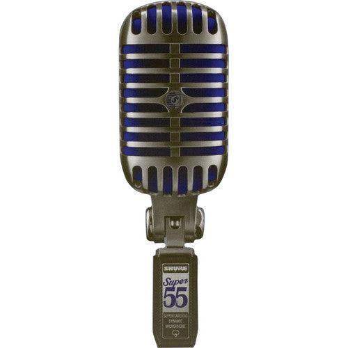 Shure SUPER 55-TA Supercardioid Dynamic Microphone (Chrome with Blue Foam) (TAA-Compliant) - Creation Networks