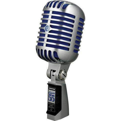 Shure SUPER 55-TA Supercardioid Dynamic Microphone (Chrome with Blue Foam) (TAA-Compliant) - Creation Networks