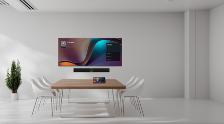 Crestron Collab Small Meeting Room — Microsoft Teams Rooms with Videobar 70 All-in-One Soundbar, Touch Screen and BYOD Kit Video Conferencing System Bundle Crestron