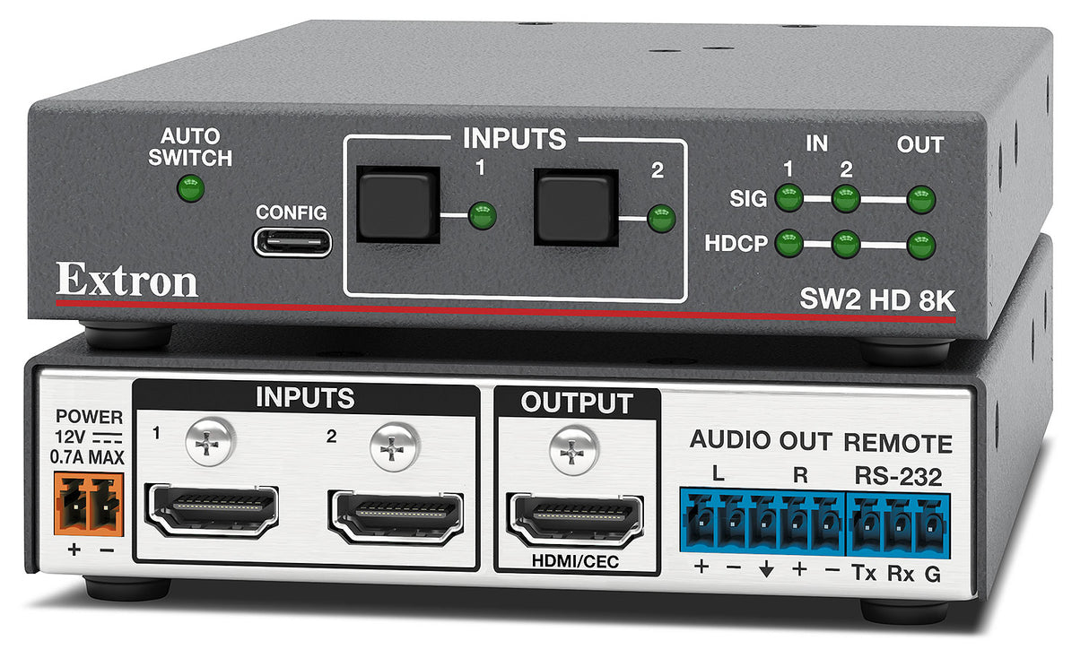 Extron SW2 HD 8K – Two Input 8K HDMI Switcher with Audio De-embedding 60-1985-01