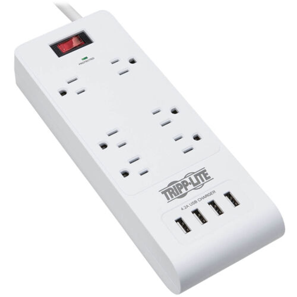 Eaton TLP64USBRA15 6-Outlet Surge Protector with 4 USB Ports (4.2A Shared) - 15 ft. Surge Protectors & Power Strips Eaton
