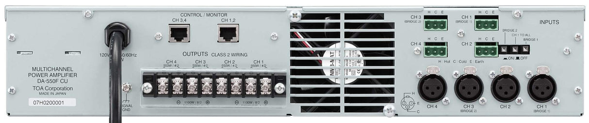 TOA Electronics 4-Channel Digital Amplifier (550W Per Channel @ 4 Ohms) - DA-550F CU - Creation Networks