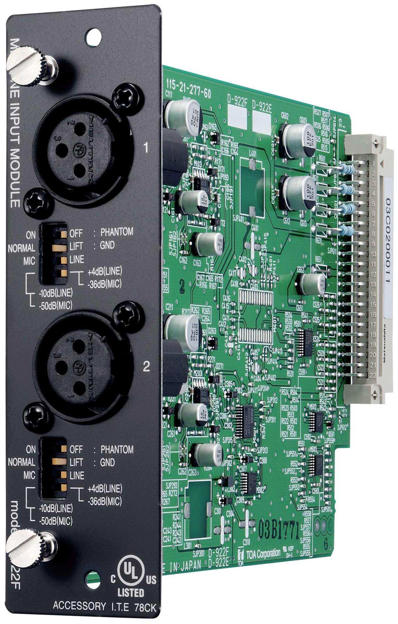 TOA Electronics Mic/Line Input Module (20 bits monaural type) - D-922F Audio Components TOA
