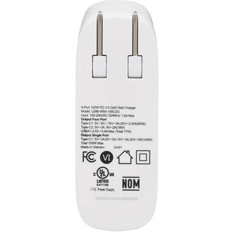 Eaton U280-W04-100C2G – 4-Port 100W GaN Wall Charger USB Chargers, Hubs & Docks Eaton