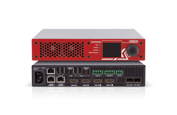 Lightware UBEX-Pro20-HDMI-F130 RED 2xSM Optical AV Over IP Video System for 10G Networks with Full USB 2.0 support - 91820402