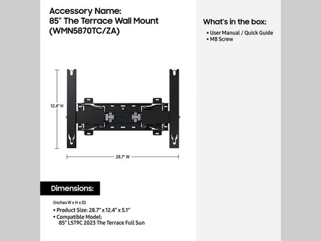 Samsung 85 inch Terrace Wall Mount Tilt Wall Mounts Samsung