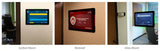 Visix Touch room sign mounting options – surface mount, recess mount, and glass mount