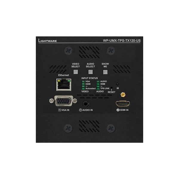 Lightware WP-UMX-TPS-TX120-US Black UMX Series TPS (HDBaseTTM) Wallplate for VGA and HDMI - 91540014