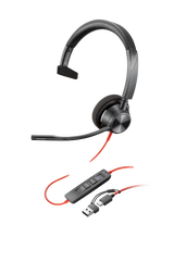 Poly Blackwire 3310 Microsoft Teams Certified Headset +USB-C/A Adapter TAA Poly Headset Poly
