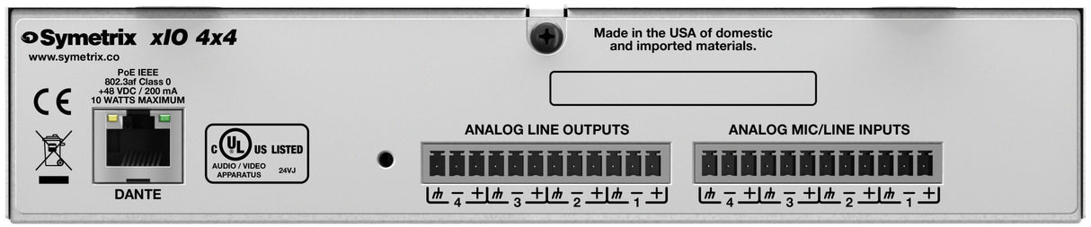 Symetrix 80-0106 xIO 4x4 control Symetrix