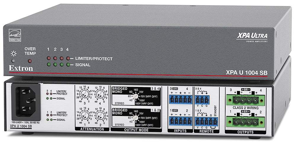 Extron XPA U 1004 SB Four Channel Bridgeable Output Amplifier 100/200 Watts Per Channel