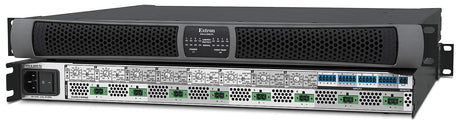 Extron XPA U 2008 FX delivers 200 watts per channel into 8Ω, 4Ω, 70V, and 100V loads—ideal for multi-zone commercial AV systems needing high-efficiency audio amplification.
