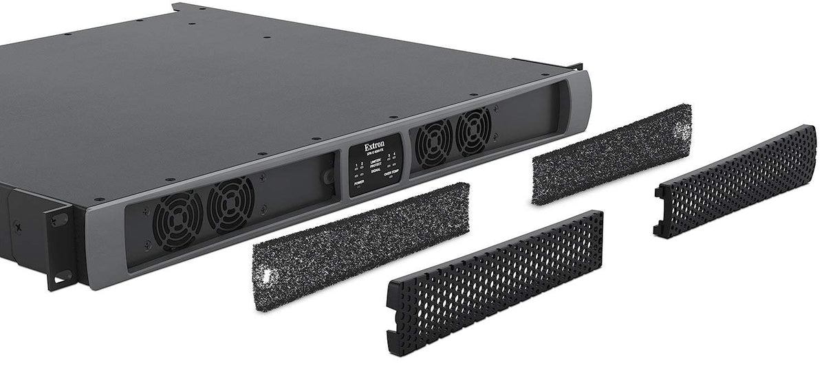 Extron XPA U 4004 FX is an ENERGY STAR® qualified, four-channel amplifier delivering 400 watts per channel into 8Ω, 4Ω, 70V, and 100V loads—ideal for high-power, multi-zone commercial AV installations.