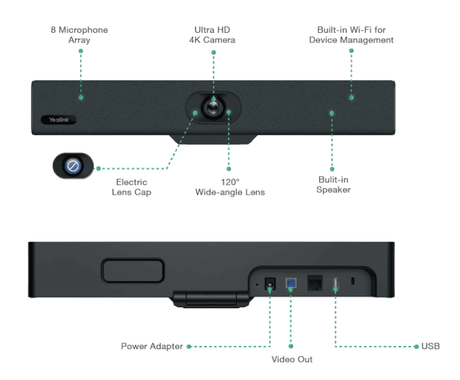 Yealink UVC34 All-in-One USB Video Bar for Small Rooms - Creation Networks