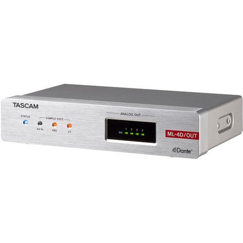 Tascam ML-4D/OUT-X 4-Channel Line-Output Dante Converter with Built-In DSP Mixer - Creation Networks