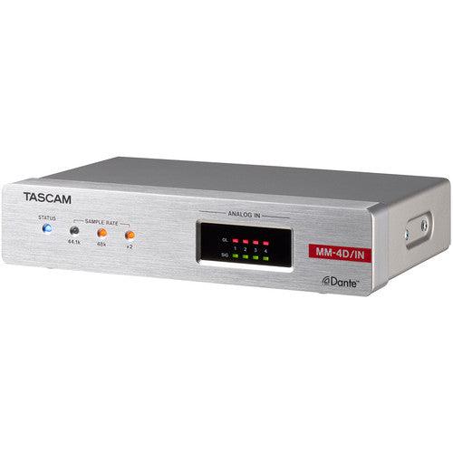 Tascam MM-4D/IN-E 4-Channel Mic/Line Input Dante Converter with Built-In DSP Mixer - Creation Networks