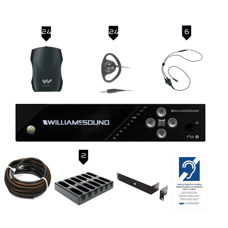 Williams Sound FM 557-24 PRO D FM+ PRO System Package (24 R37 receivers & Dante) - Creation Networks