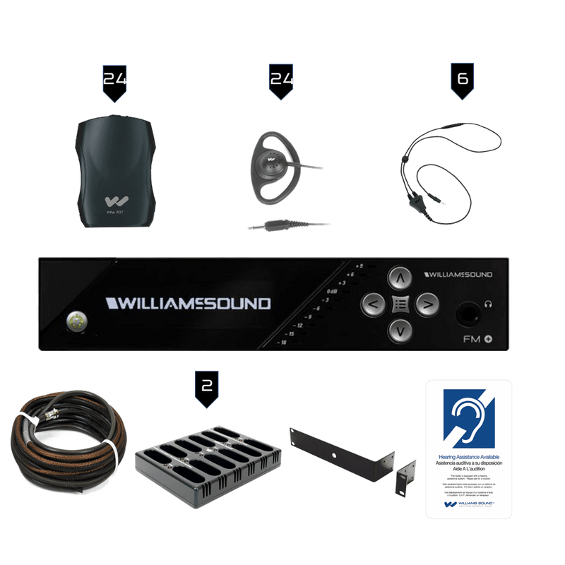 Williams Sound FM 557-24 PRO FM+ PRO System Package (24 R37 receivers) - Creation Networks