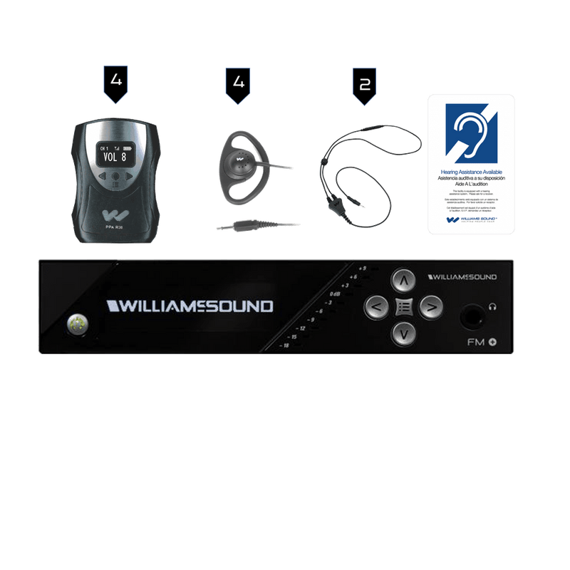 Williams Sound FM 558 FM+ System Package (4 R38 receivers) - Creation Networks