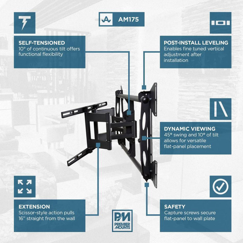 Premier Mounts AM175 Swingout Mount for Flat-Panel Displays up to 175 lb. - Creation Networks