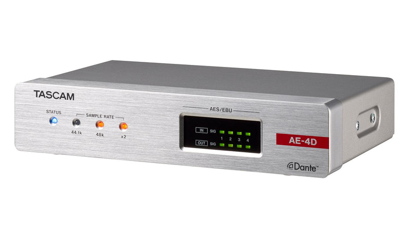 Taascam AE-4D 4 AES / EBU input / output Dante converter to respond to various needs of contractor market and professional audio scene. - Creation Networks